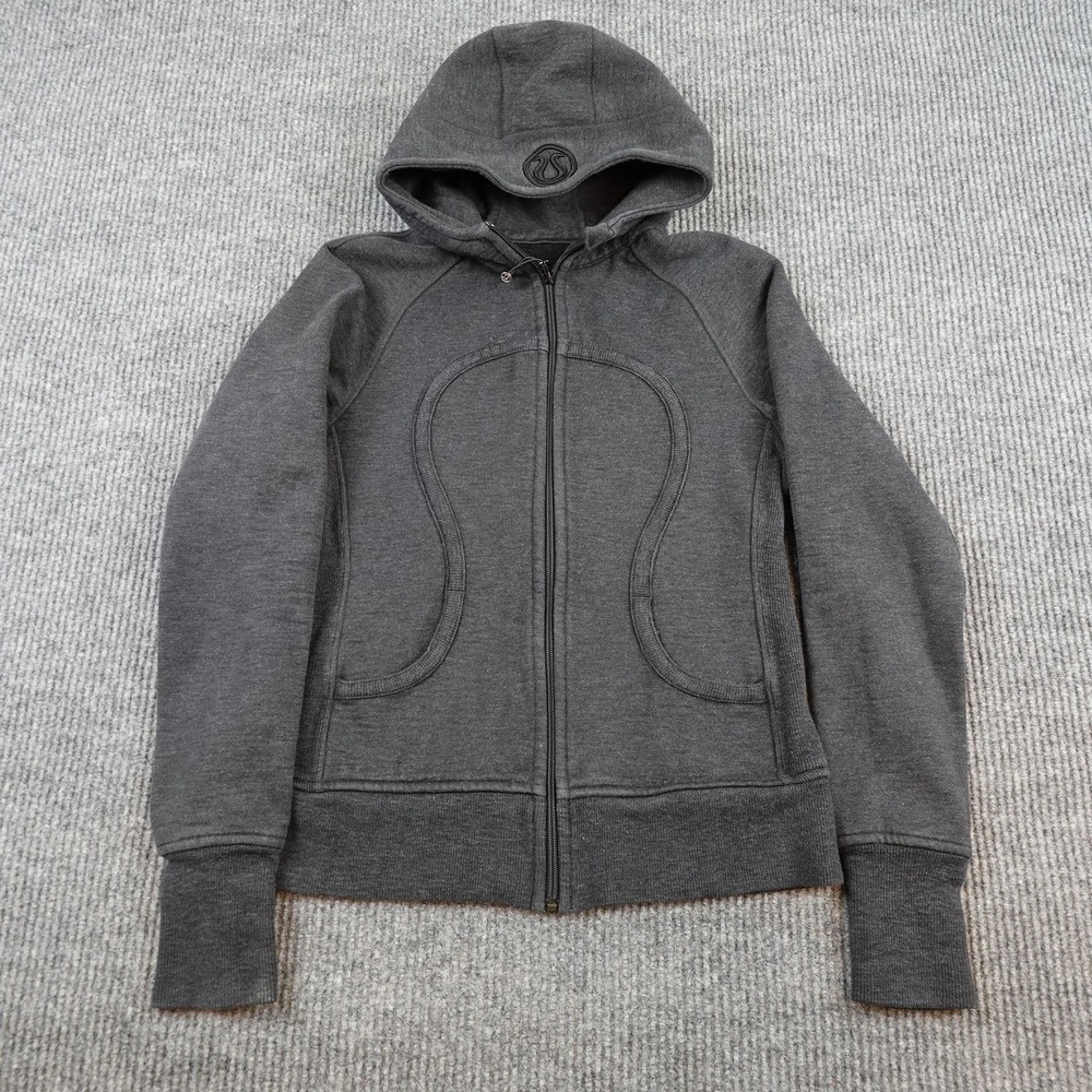 Lululemon Hoodie Womens 8 Gray Scuba Full Zip Fleece Sweatshirt Yoga Athleisure